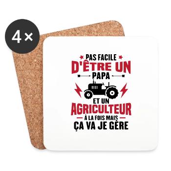 Pas facile d'être un Papa et un Agriculteur - Dessous de verre (lot de 4) - blanc - Devant