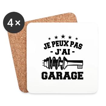 Je Peux Pas J'Ai Garage - Dessous de verre (lot de 4) - blanc - Devant