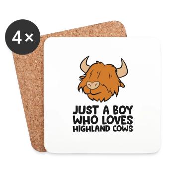 Juste un garçon qui aime les vaches des hautes terres - Dessous de verre (lot de 4) - blanc - Devant