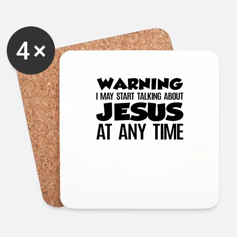 Warning I May Start Talking About Jesus - Untersetzer (4er-Set) - Weiß