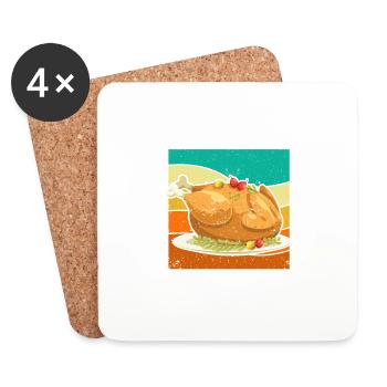 Fun Turkey Dîner Thanksgiving Verser - Dessous de verre (lot de 4) - blanc - Devant