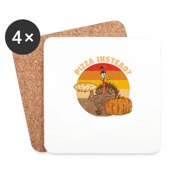 Pizza instead Italia Automne Thanksgiving Turquie - Dessous de verre (lot de 4) - blanc - Devant