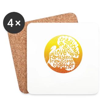 Happy Thanksgiving Day Funny Turkey Holiday Autumn - Coasters (set of 4) - white - Front