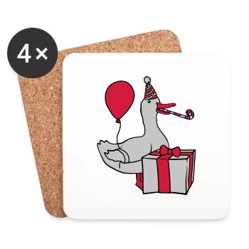 Birthday Party Celebrate Goose - Coasters (set of 4) - white - Front