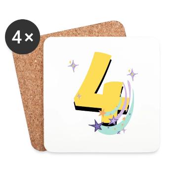 4. Geburtstag (4-Jahres-Geschenk) - Untersetzer (4er-Set) - Weiß - Vorne