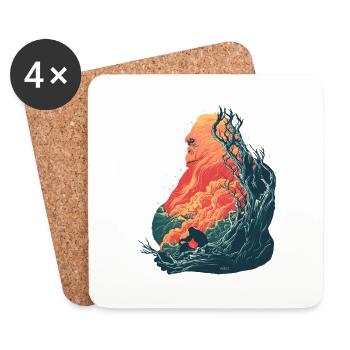 Gorilla Family, Fire, Rainforest - Coasters (set of 4) - white - Front