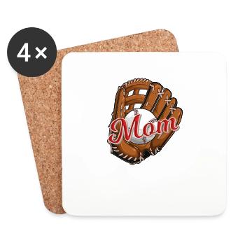 Baseball Mom für Baseball Softball Mütter Tag - Untersetzer (4er-Set) - Weiß - Vorne