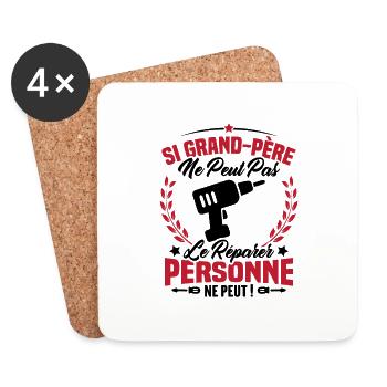 Si Grand Père Pas Le Réparer Personne Ne Peut - Dessous de verre (lot de 4) - blanc - Devant