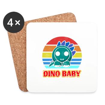 Retro Vintage DINO Baby Cute Cool Dino Designs - Untersetzer (4er-Set) - Weiß - Vorne