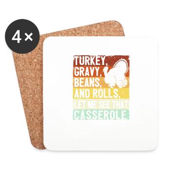 Turkey sauce beans and rolls Let me - Coasters (set of 4) - white - Front