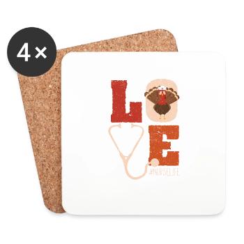 Love Turkey Stethoscope Nurse Life - Coasters (set of 4) - white - Front
