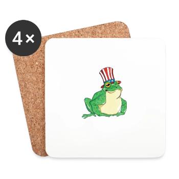 Verrückte Ochsenfrosch Lady fängt und isst Frösche - Untersetzer (4er-Set) - Weiß - Vorne