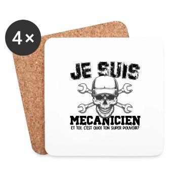 Je suis mécanicien super pouvoir - Dessous de verre (lot de 4) - blanc - Devant