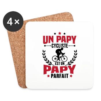 Un papy cycliste est un papy parfait Cadeau - Dessous de verre (lot de 4) - blanc - Devant