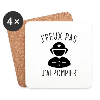 Je peux Pas J'ai Pompier - Dessous de verre (lot de 4) - blanc - Devant