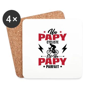 Un papy cycliste est un papy parfait Cadeau - Dessous de verre (lot de 4) - blanc - Devant