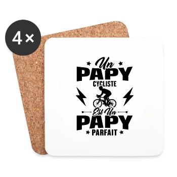 Un papy cycliste est un papy parfait Cadeau - Dessous de verre (lot de 4) - blanc - Devant