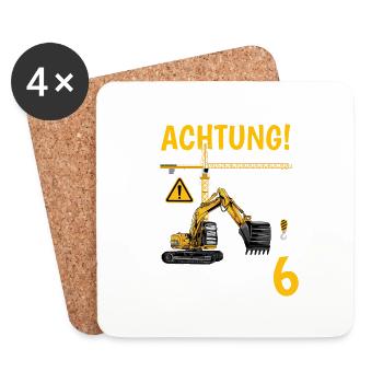 Achtung Ich bin 6 - Untersetzer (4er-Set) - Weiß - Vorne