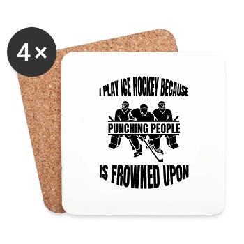 Hockey sur glace Cadeau Sports d’hiver Équipe de hockey sur glace - Dessous de verre (lot de 4) - blanc - Devant