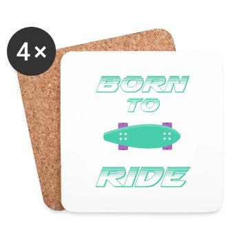 born to ride skateboard skate rider - Coasters (set of 4) - white - Front