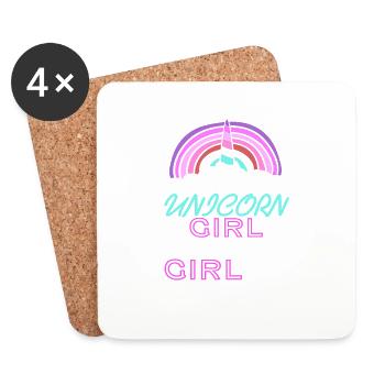 Fille licorne comme une fille normale sauf plus cool - Dessous de verre (lot de 4) - blanc - Devant