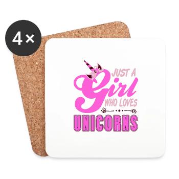 Just A Girl Who Loves Unicorns Cute Awesome - Untersetzer (4er-Set) - Weiß - Vorne