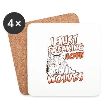 Retro I Just Freaking Love WOLVES Cool T-Shirt - Untersetzer (4er-Set) - Weiß - Vorne