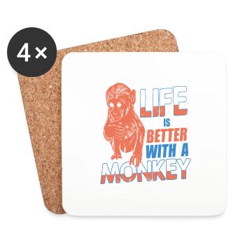 Life Is Better With A Monkey Retro Awesome - Coasters (set of 4) - white - Front