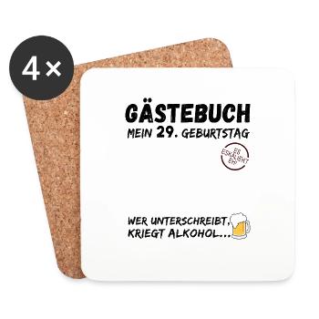 29. Geburtstag Gästebuch Party 29 Jahre - Untersetzer (4er-Set) - Weiß - Vorne