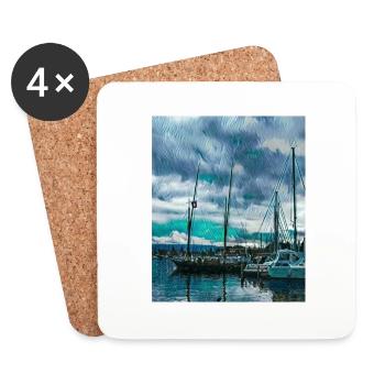 The marina of Lausanne (Switzerland ) - Dessous de verre (lot de 4) - blanc - Devant