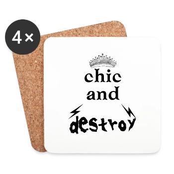 chic and destroy gift man woman t-shirt humor - Coasters (set of 4) - white - Front