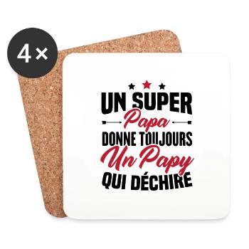 Un super papa donne toujours un papy qui déchire - Dessous de verre (lot de 4) - blanc - Devant