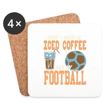 What I Need Is Iced Coffee And My Football Cool - Untersetzer (4er-Set) - Weiß - Vorne
