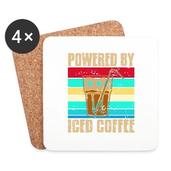 Rétro Vintage Propulsé par du thé glacé au café frais - Dessous de verre (lot de 4) - blanc - Devant