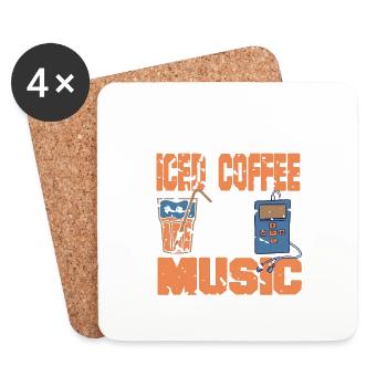 What I Need IS Iced Coffee And My Music Vintage - Untersetzer (4er-Set) - Weiß - Vorne
