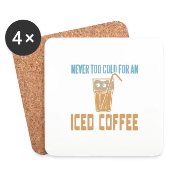 Never Too Cold For An Iced Coffee Retro Awesome - Coasters (set of 4) - white - Front