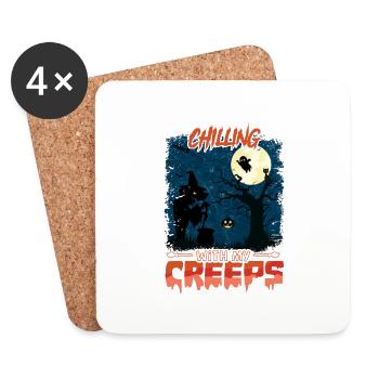 Happy Halloween Party Witch Bat Scary Haunting - Coasters (set of 4) - white - Front