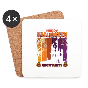 Happy Halloween Party Witch Bat Scary Haunting - Coasters (set of 4) - white - Front