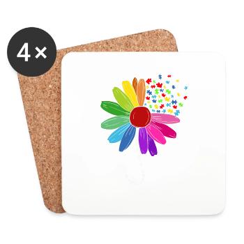 Autisme Lutte Éducation Autiste Autiste Puzzle - Dessous de verre (lot de 4) - blanc - Devant