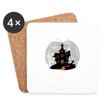Happy Halloween Party Witch Bat Scary Haunting - Coasters (set of 4) - white - Front