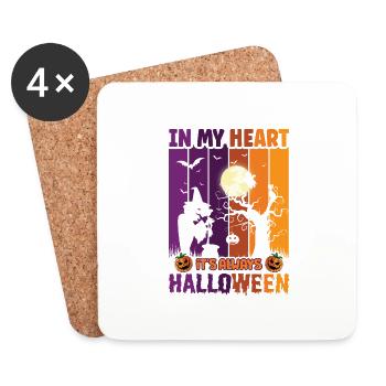 Happy Halloween Party Witch Bat Scary Haunting - Coasters (set of 4) - white - Front