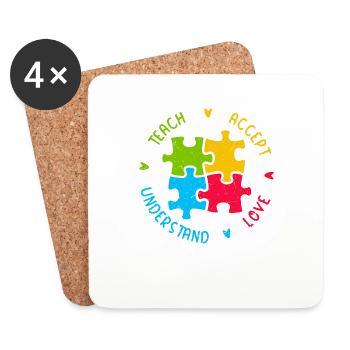 Autism Struggle Education Autistic Autistic Puzzle - Coasters (set of 4) - white - Front