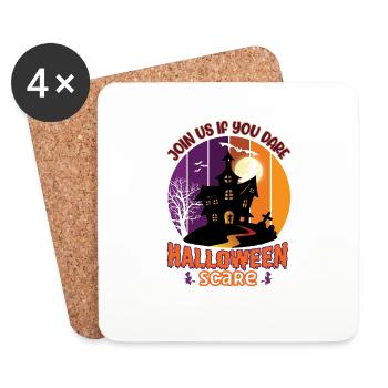 Happy Halloween Party Witch Bat Scary Haunting - Coasters (set of 4) - white - Front