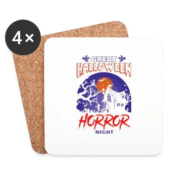 Happy Halloween Party Witch Bat Scary Haunting - Coasters (set of 4) - white - Front