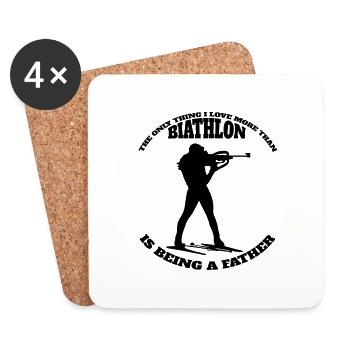 Biathlon Geschenk Papa Biathlet Vater Wintersport - Untersetzer (4er-Set) - Weiß - Vorne