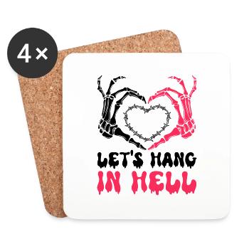 let's stay in hell heart humor halloween - Coasters (set of 4) - white - Front