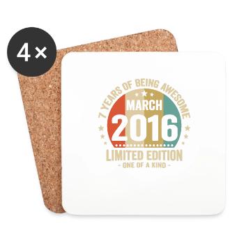 Anniversaire Vintage Idée Cadeau Mars 7 - Dessous de verre (lot de 4) - blanc - Devant