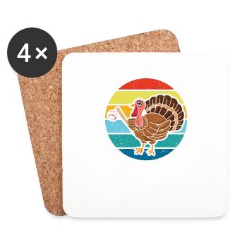 Turkey Day Baseball Thanksgiving Sports Autumn Autumn - Coasters (set of 4) - white - Front