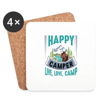 Camping Camping Tent Caravan Photos - Coasters (set of 4) - white - Front