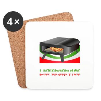 Outdoor Pizza - ich brauch keinen Lieferdienst! - Untersetzer (4er-Set) - Weiß - Vorne